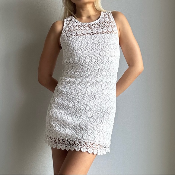 Vintage Hollister White Bobbin Lace Bodycon Mini Shift Dress - Picture 4 of 11